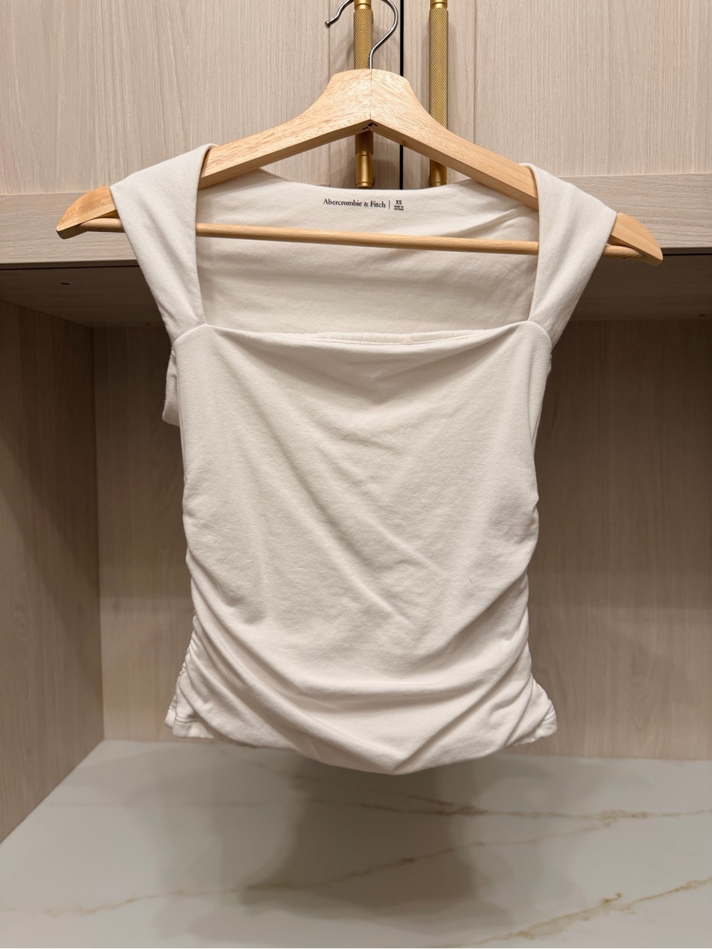Abercrombie & Fitch Cream Square-Neck Tank with Wide Straps